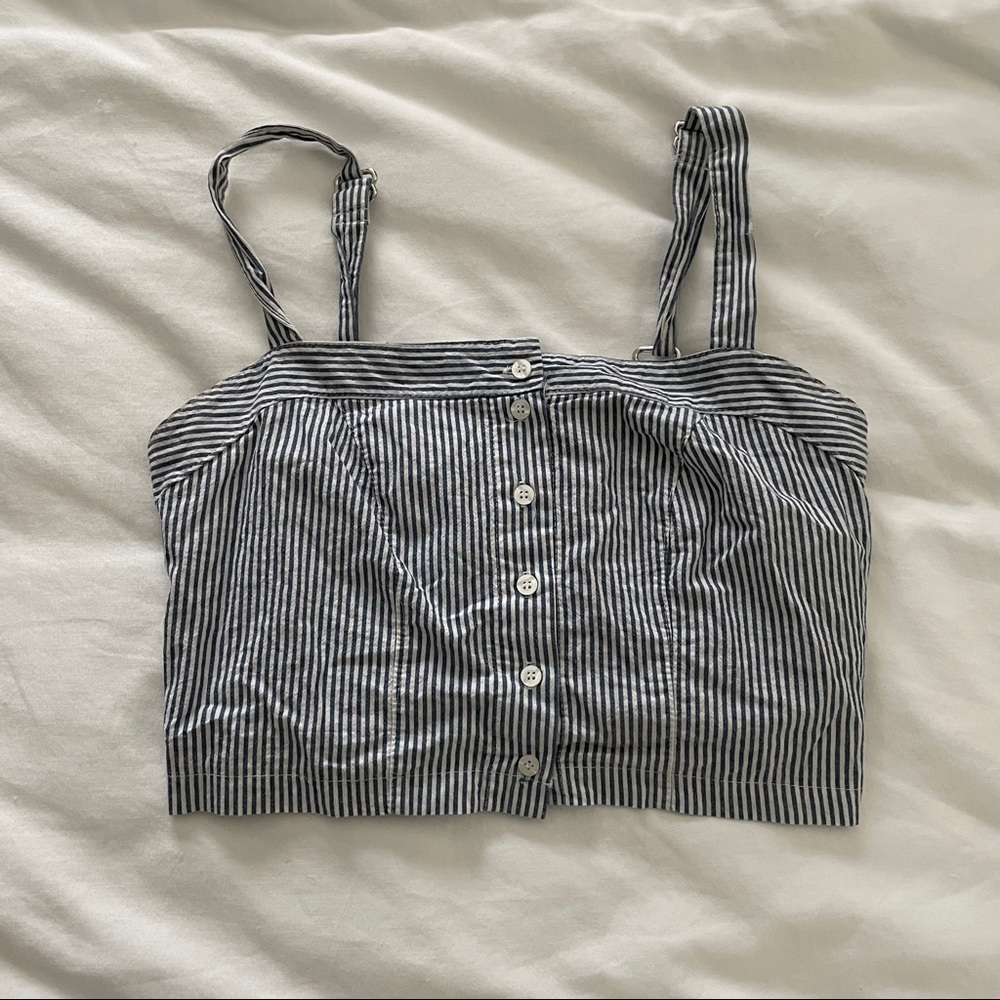 Blue Pin Stripe Crop Top